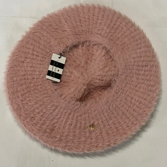 Lele Sadoughi Faux Angora Knit Beret Hat Dusty Rose Pink NWT - Picture 4 of 8
